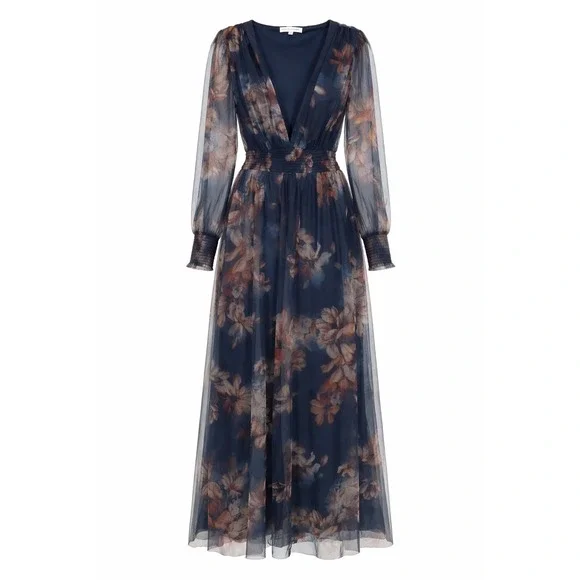 Baltic Born Floral Maxi Dress 3XL Blue Sheer Boho Romantic Cottagecore - Picture 2 of 8